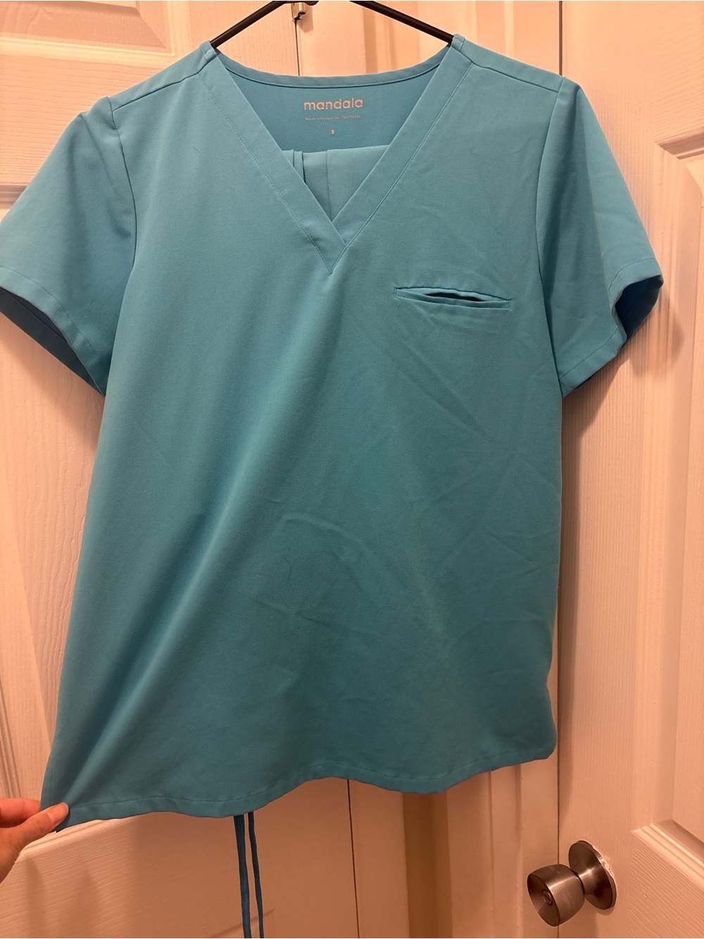 Mandala Women's V-Neck Scrub Top - Turquoise